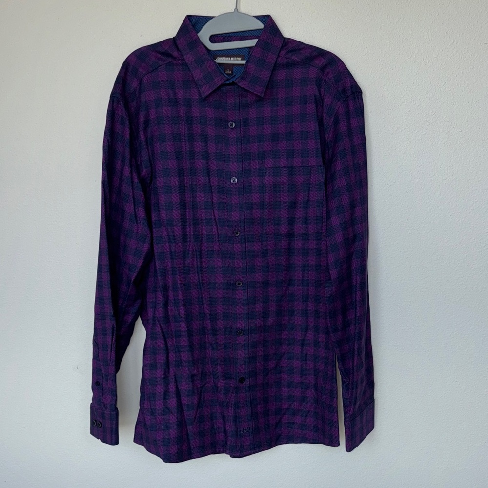 Johnston & Murphy Men's Purple Plaid Shirt